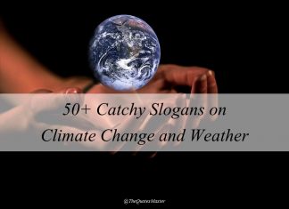 Slogans on climate change and weather