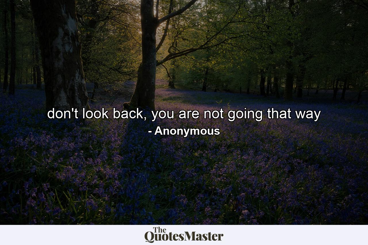 don't look back, you are not going that way - Quote by Anonymous