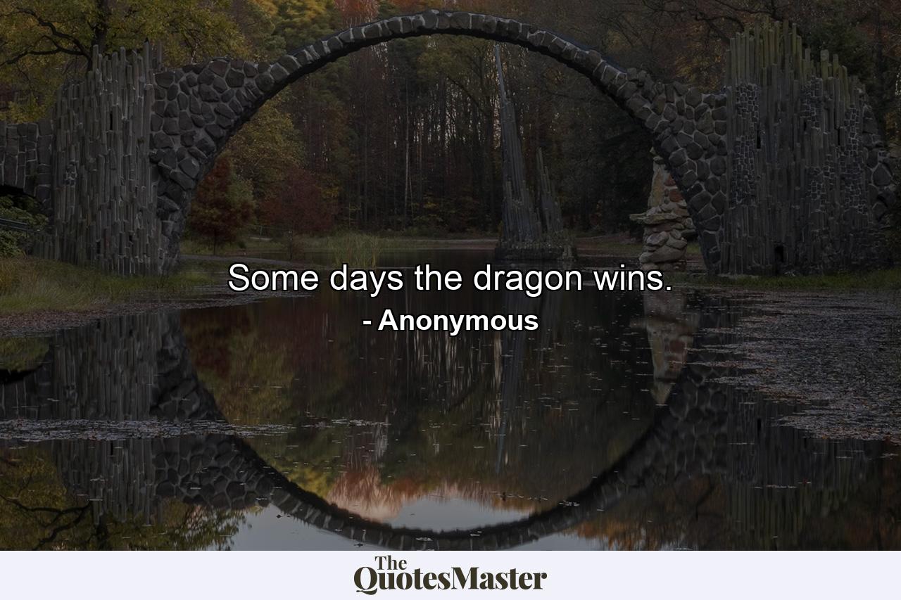 Some days the dragon wins. - Quote by Anonymous