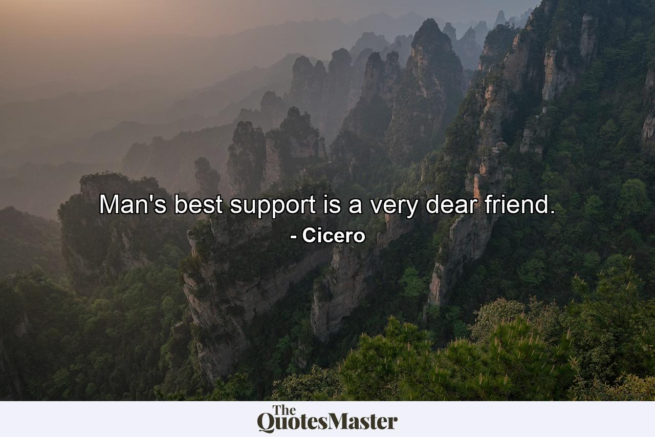 Man's best support is a very dear friend. - Quote by Cicero