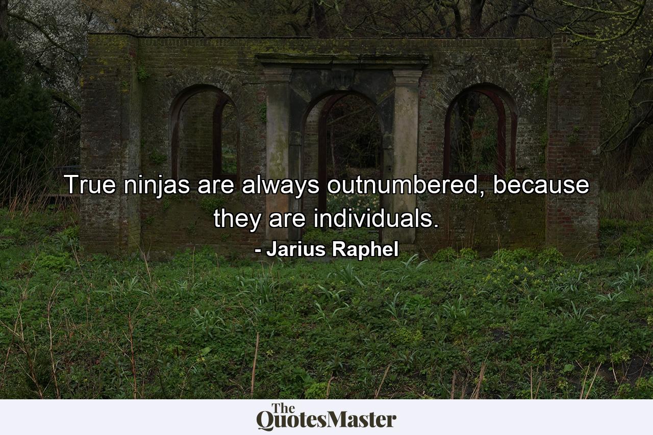 True ninjas are always outnumbered, because they are individuals. - Quote by Jarius Raphel