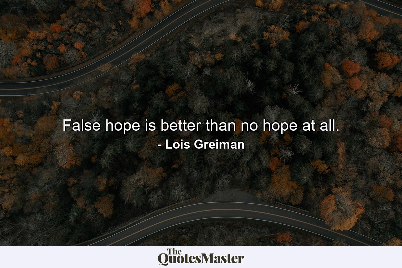 False hope is better than no hope at all. - Quote by Lois Greiman