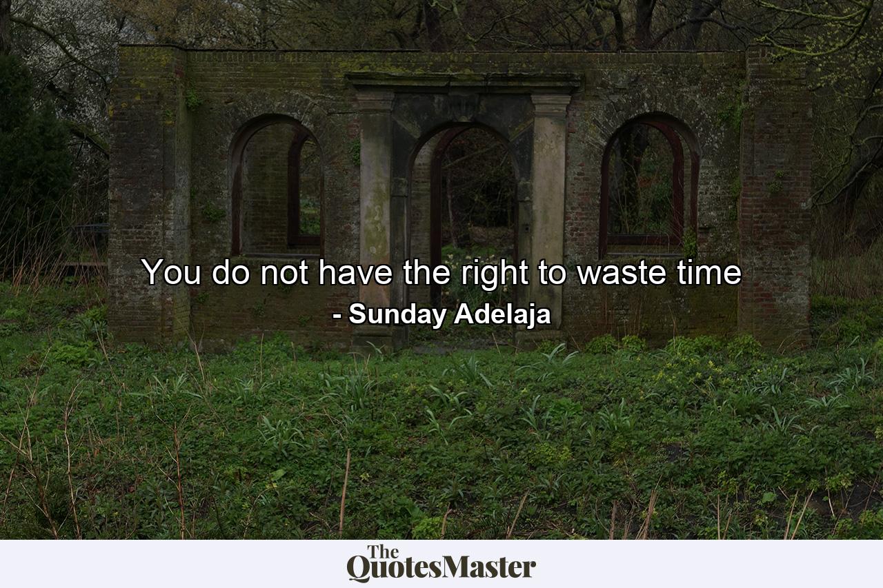 You do not have the right to waste time - Quote by Sunday Adelaja