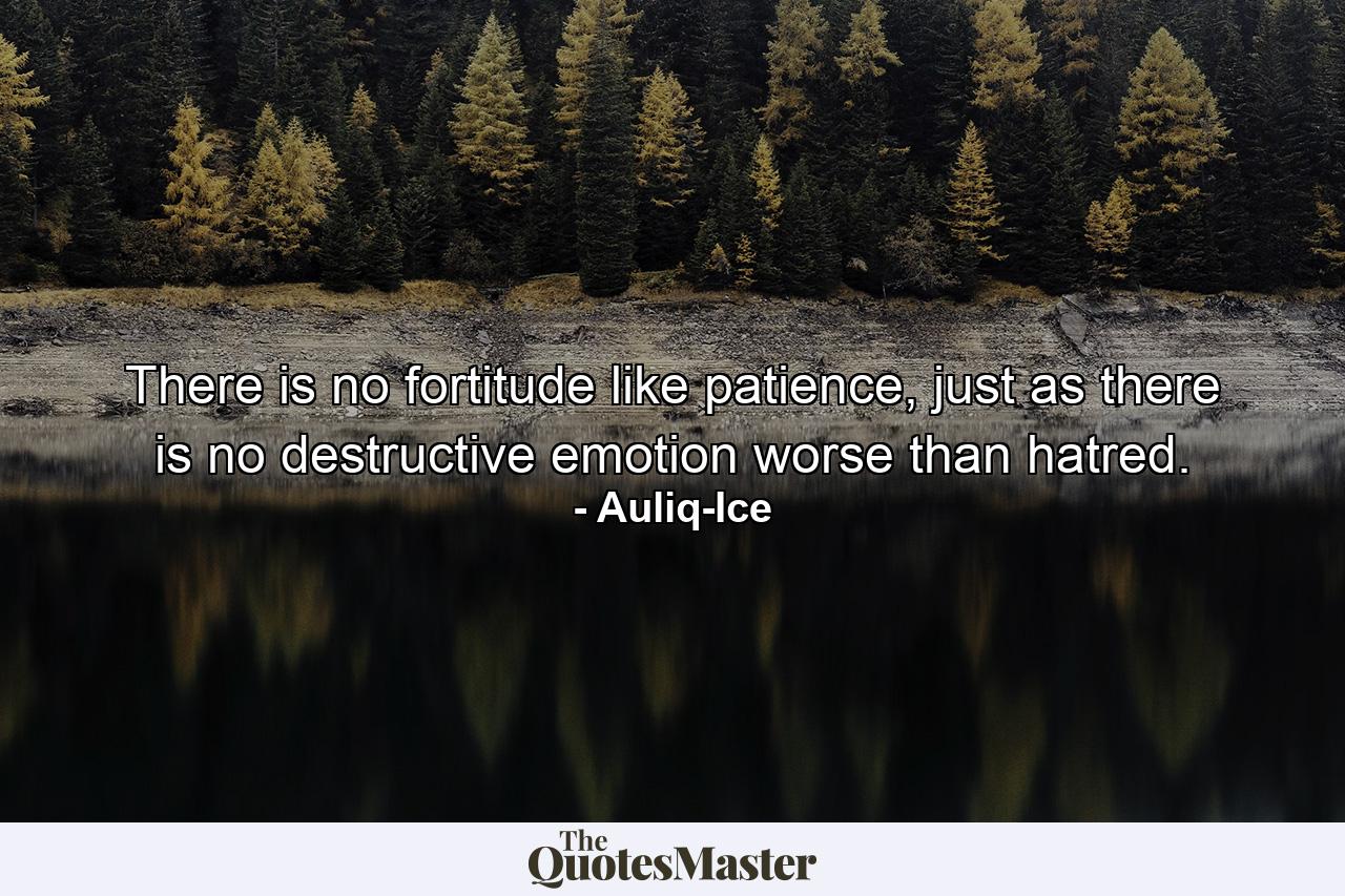 There is no fortitude like patience, just as there is no destructive emotion worse than hatred. - Quote by Auliq-Ice