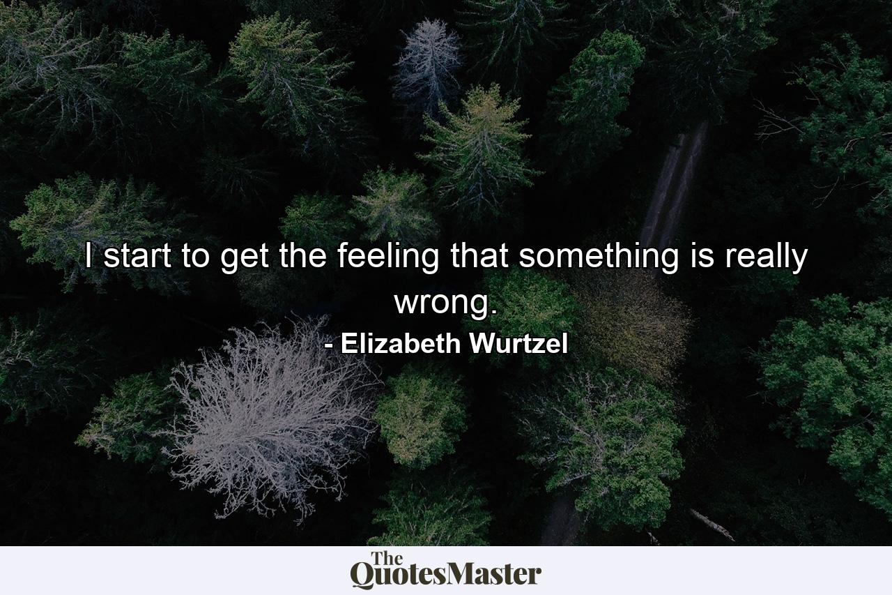 I start to get the feeling that something is really wrong. - Quote by Elizabeth Wurtzel