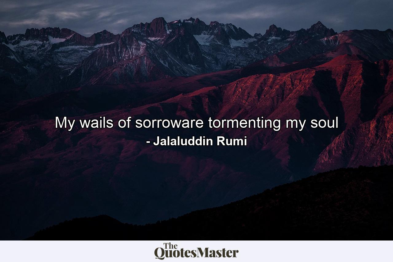 My wails of sorroware tormenting my soul - Quote by Jalaluddin Rumi