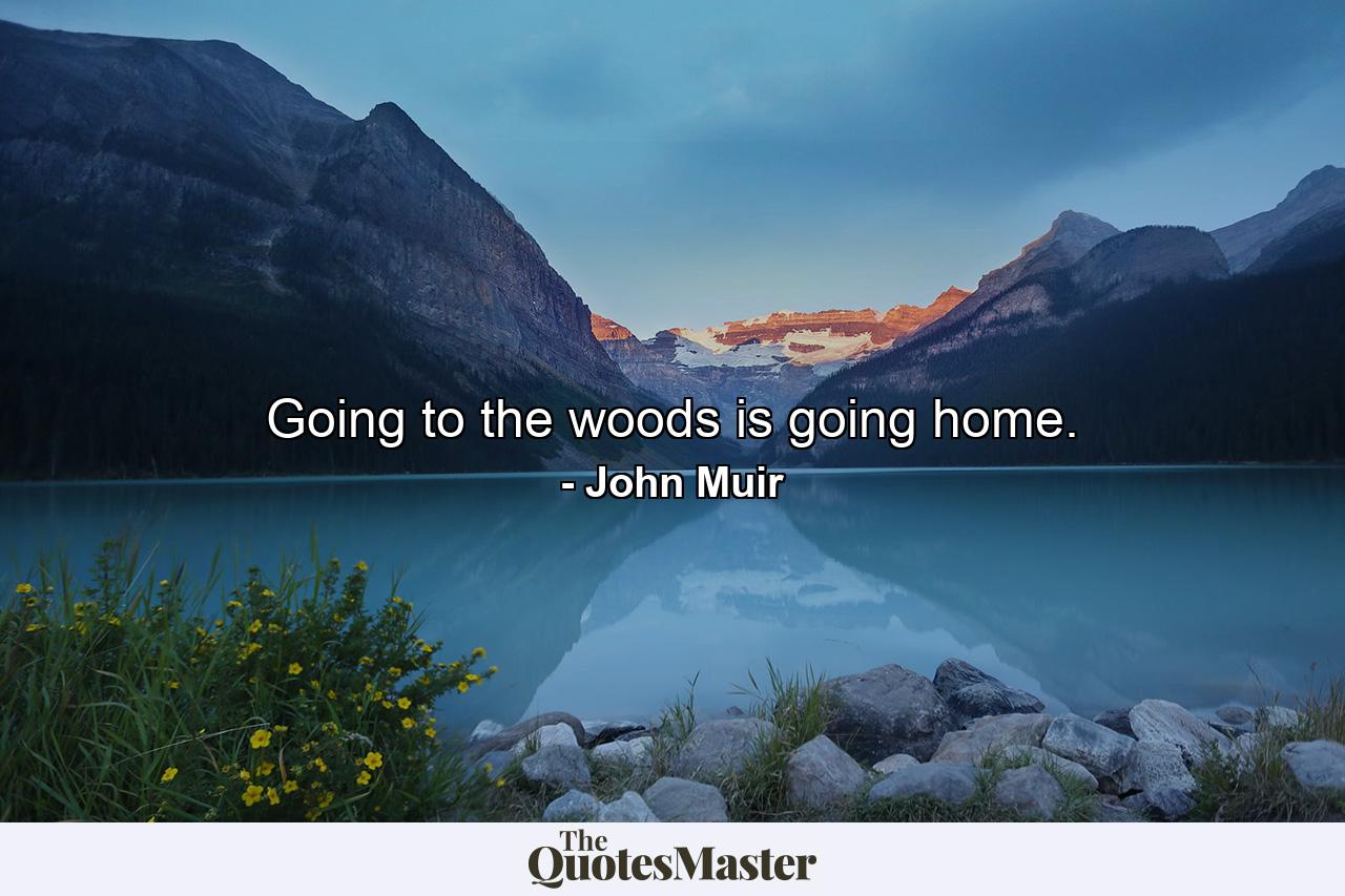 Going to the woods is going home. - Quote by John Muir