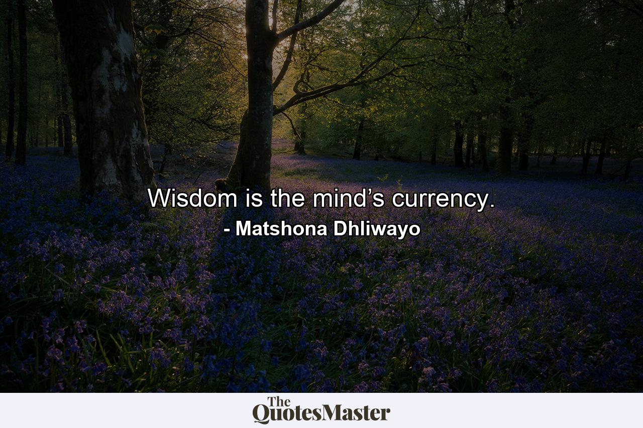 Wisdom is the mind’s currency. - Quote by Matshona Dhliwayo