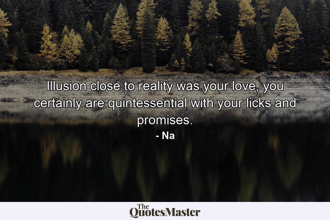 Illusion close to reality was your love, you certainly are quintessential with your licks and promises. - Quote by Na