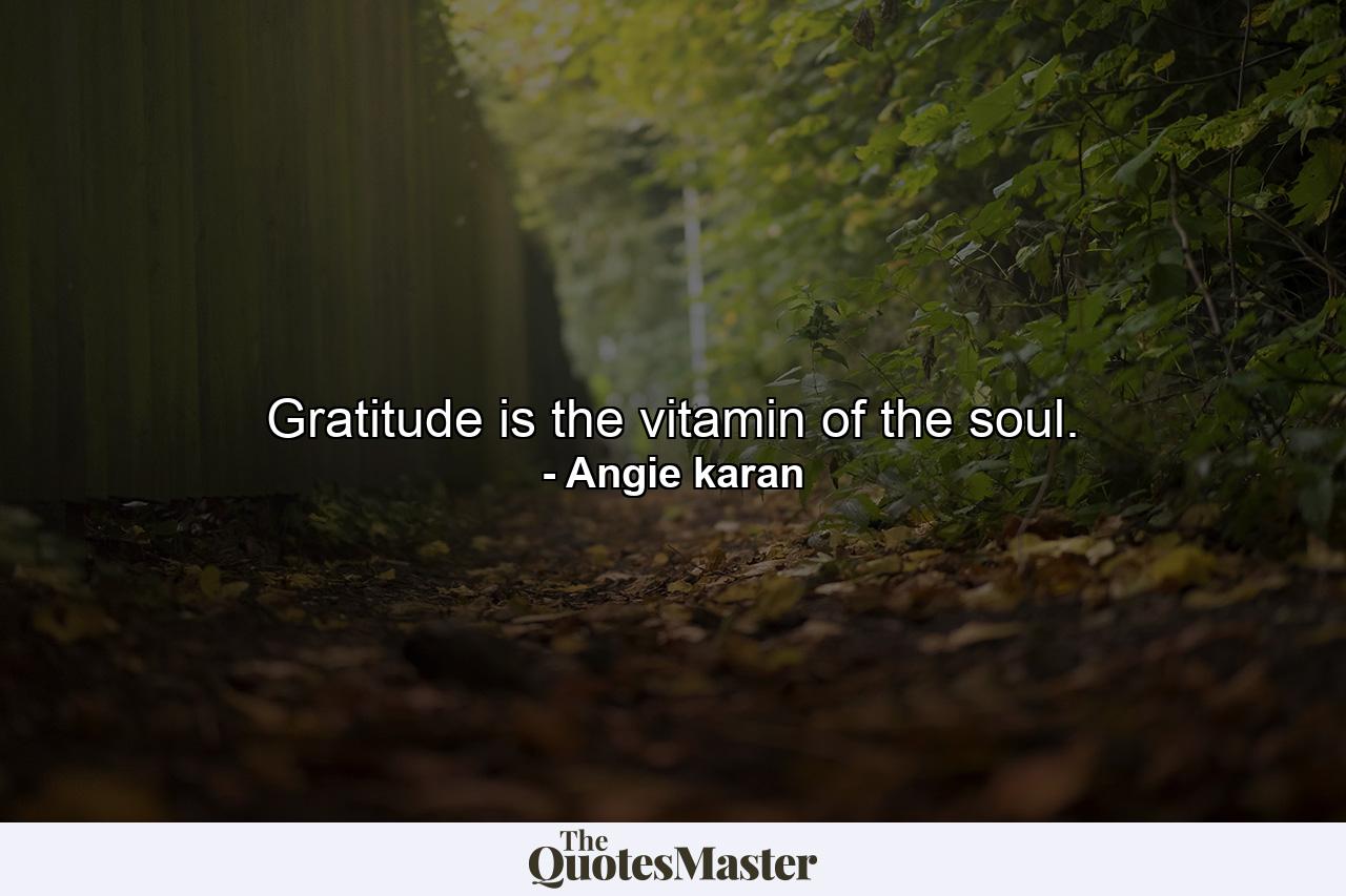 Gratitude is the vitamin of the soul. - Quote by Angie karan