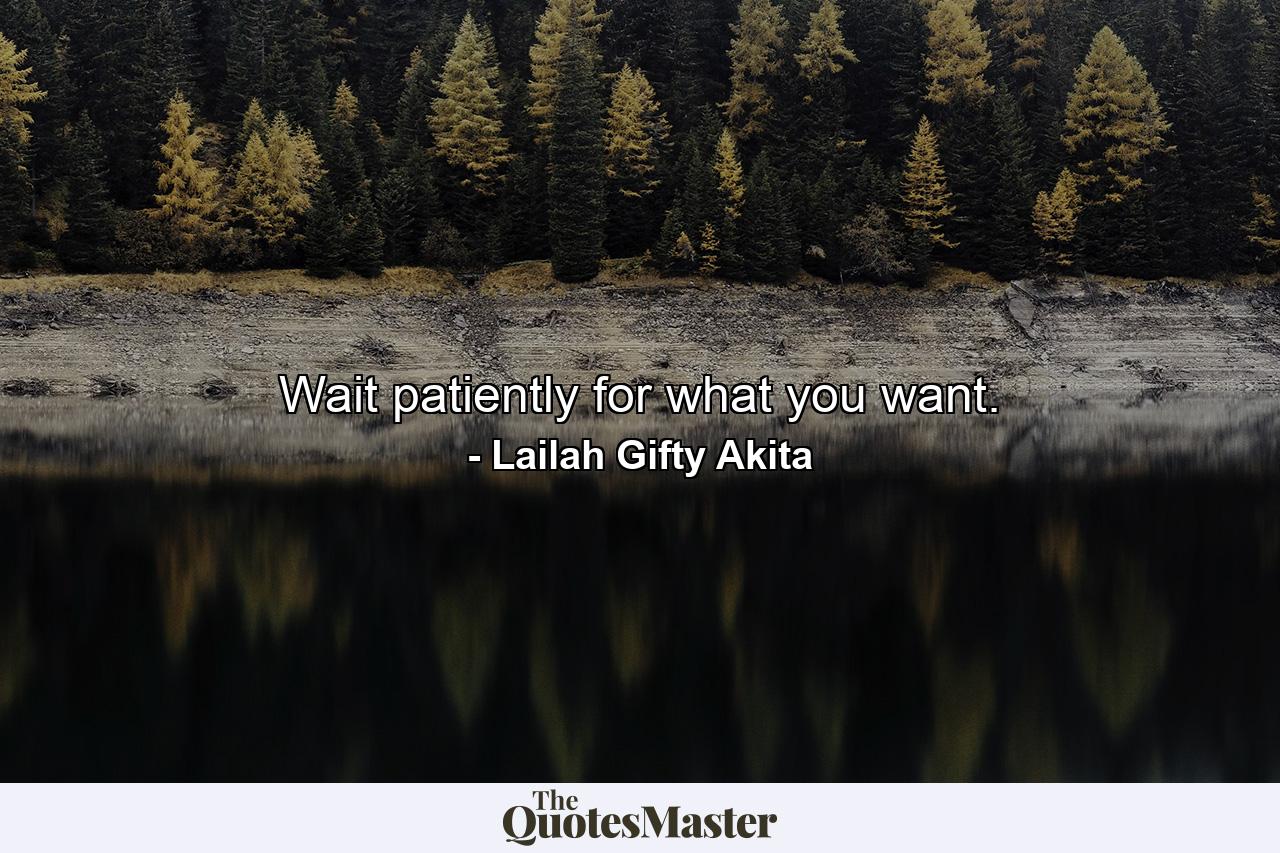 Wait patiently for what you want. - Quote by Lailah Gifty Akita