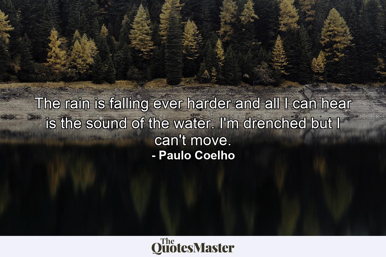 The rain is falling ever harder and all I can hear is the sound of the water. I'm drenched but I can't move. - Quote by Paulo Coelho