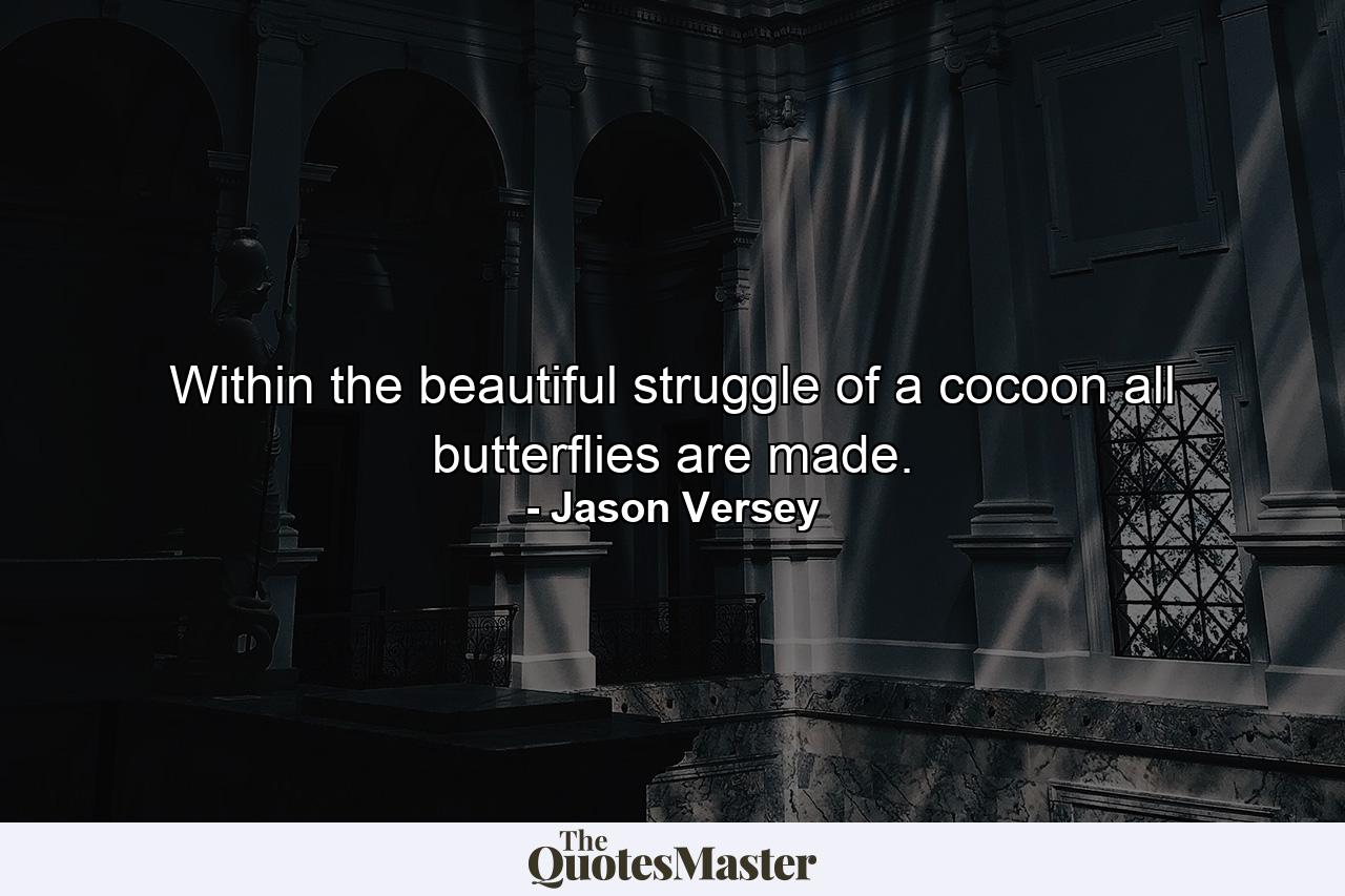 Within the beautiful struggle of a cocoon all butterflies are made. - Quote by Jason Versey