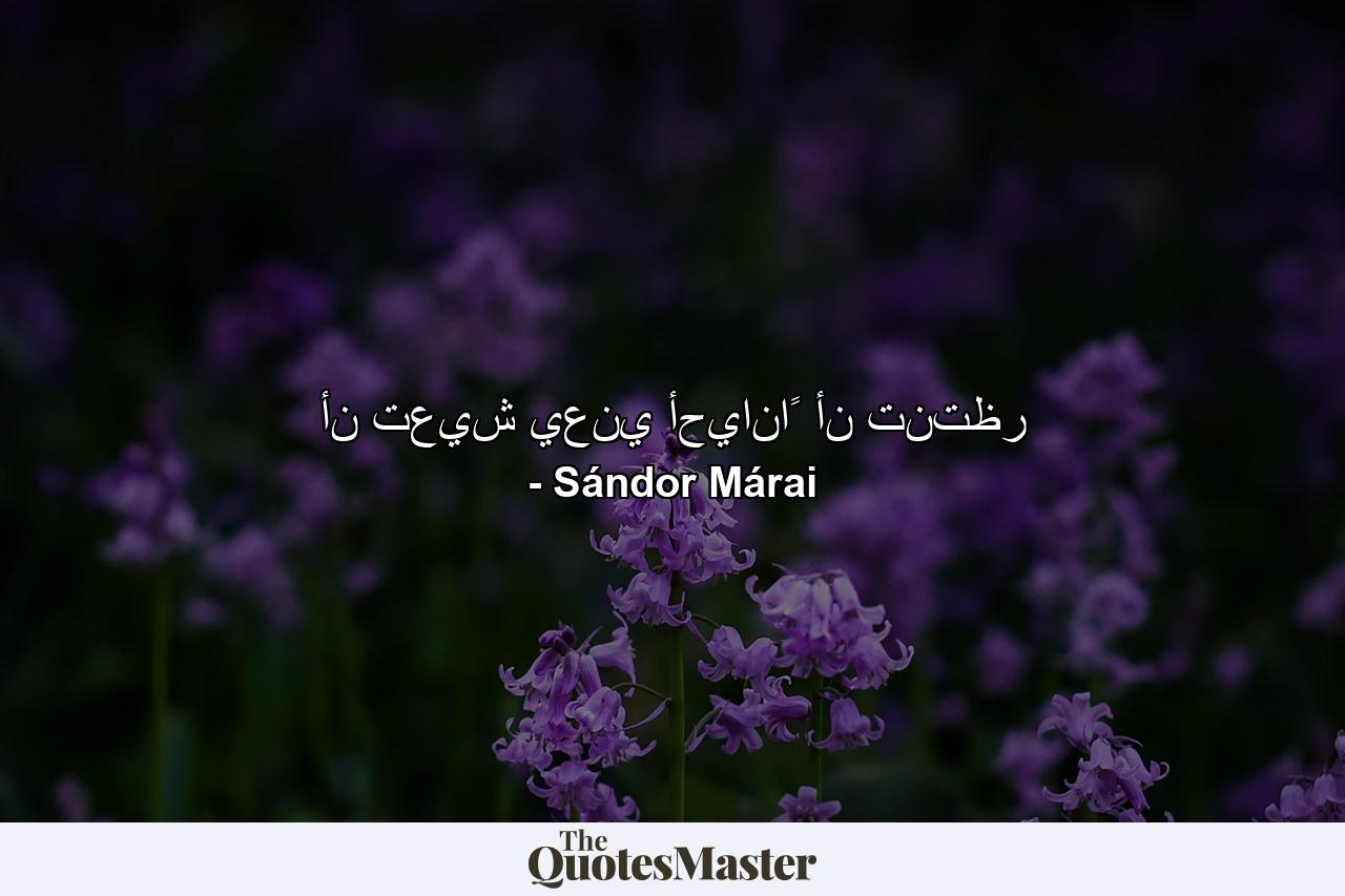 أن تعيش يعني أحياناً أن تنتظر - Quote by Sándor Márai