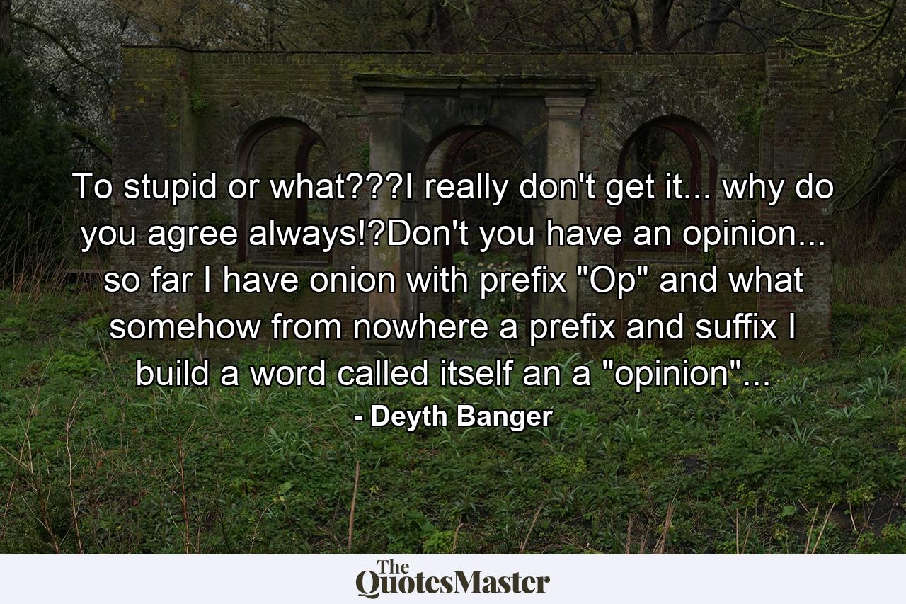 To stupid or what???I really don't get it... why do you agree always!?Don't you have an opinion... so far I have onion with prefix 