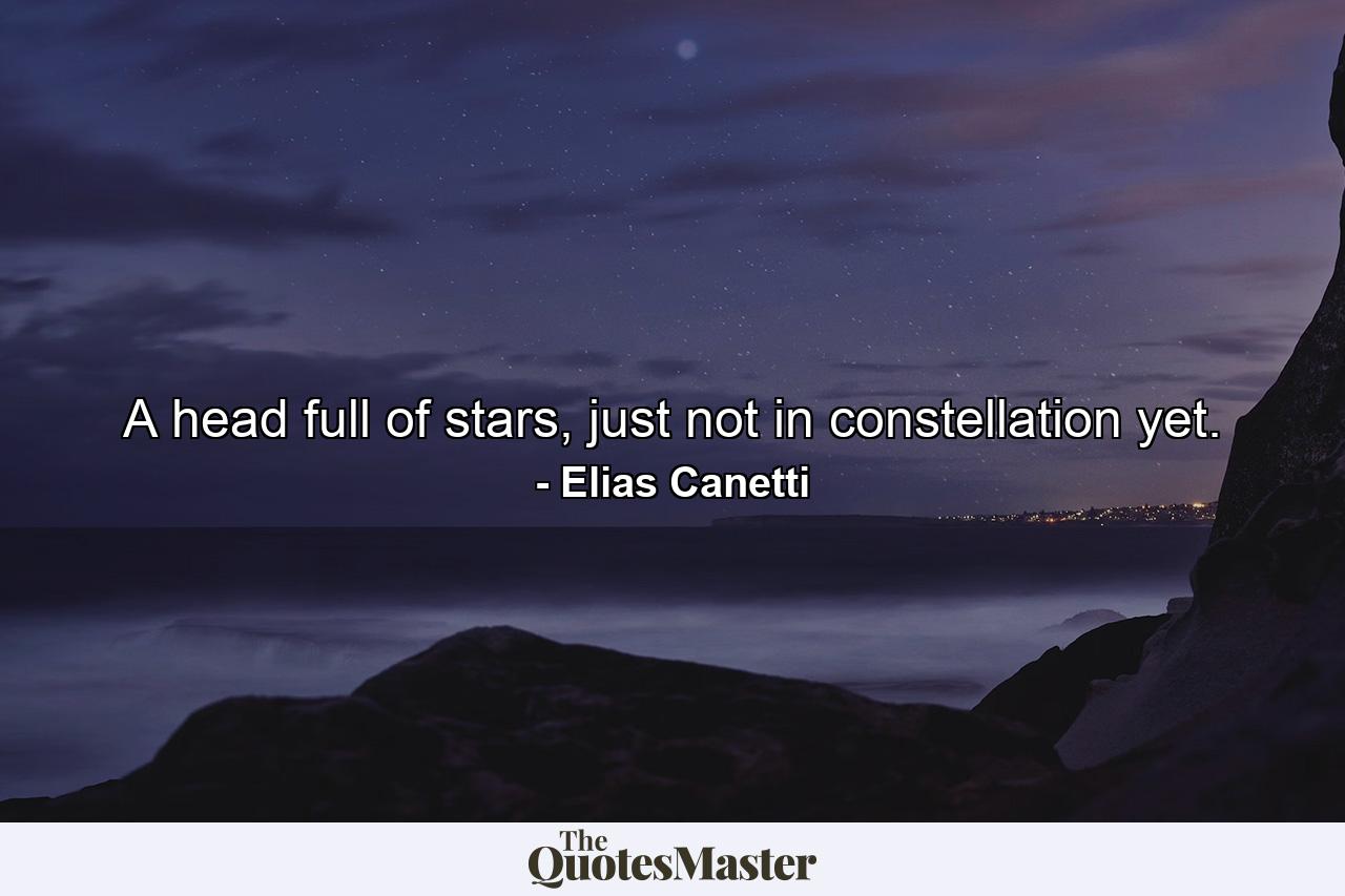 A head full of stars, just not in constellation yet. - Quote by Elias Canetti