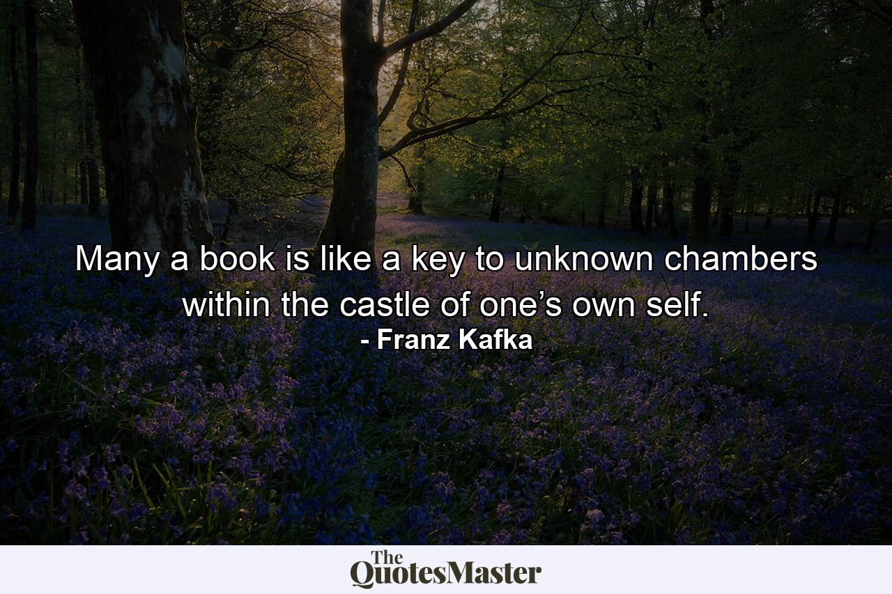 Many a book is like a key to unknown chambers within the castle of one’s own self. - Quote by Franz Kafka