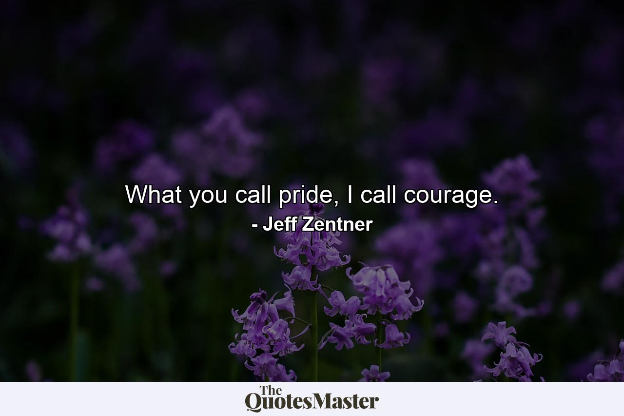 What you call pride, I call courage. - Quote by Jeff Zentner