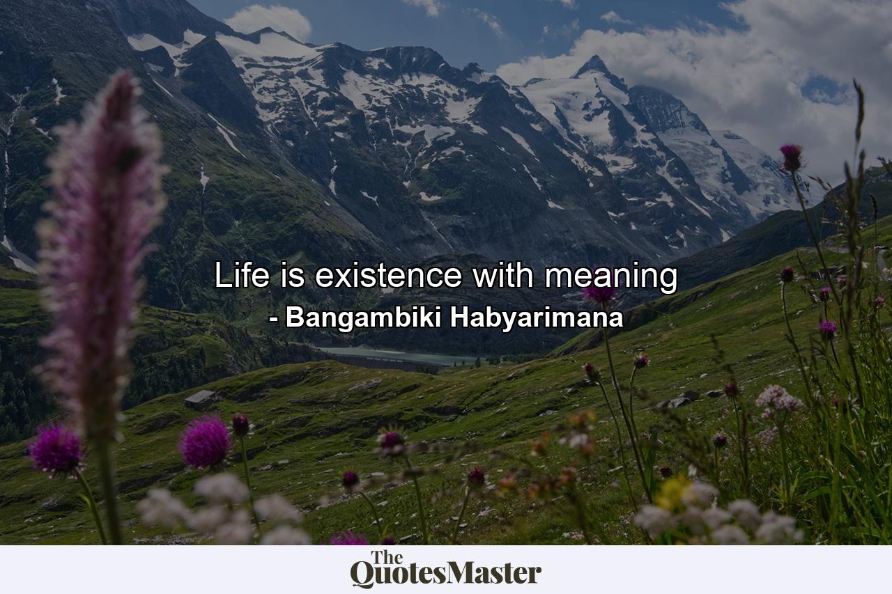 Life is existence with meaning - Quote by Bangambiki Habyarimana