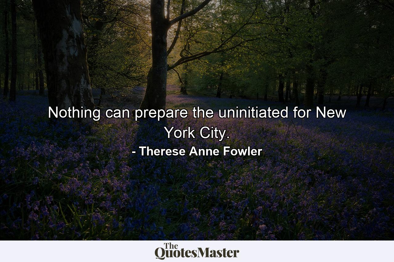 Nothing can prepare the uninitiated for New York City. - Quote by Therese Anne Fowler