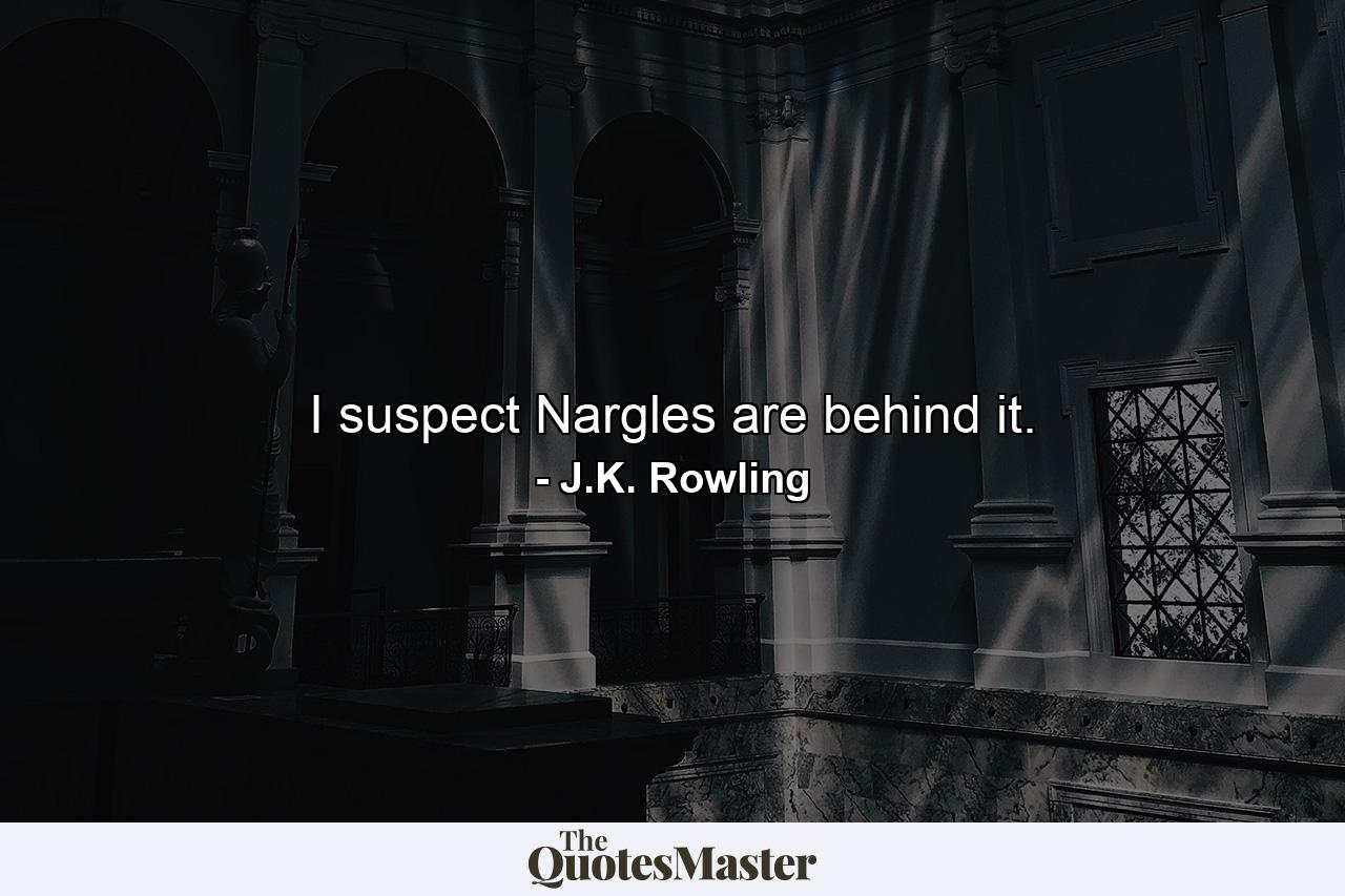 I suspect Nargles are behind it. - Quote by J.K. Rowling