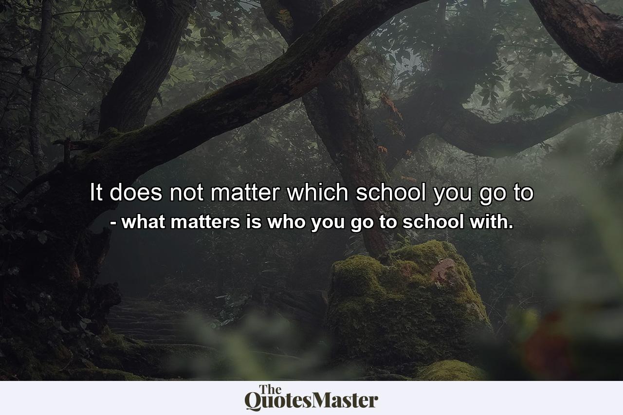 It does not matter which school you go to - Quote by what matters is who you go to school with.