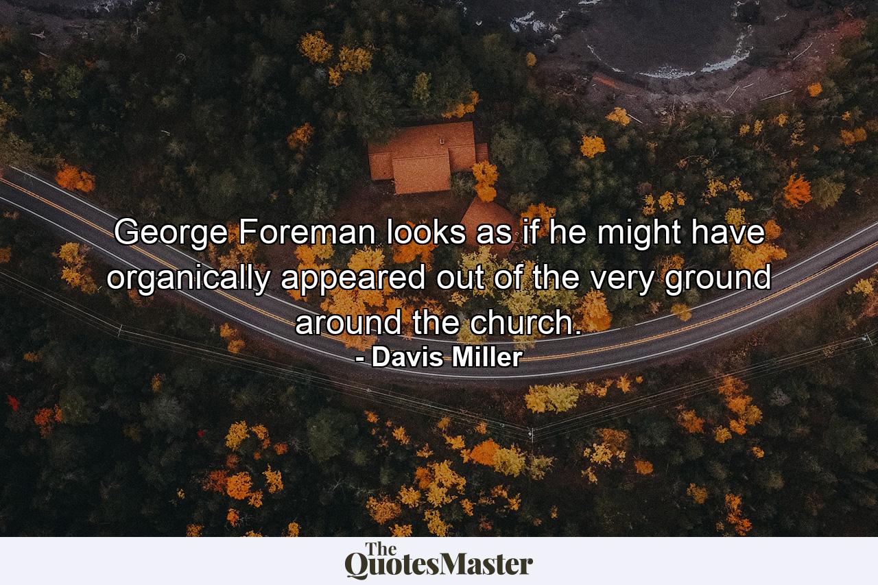 George Foreman looks as if he might have organically appeared out of the very ground around the church. - Quote by Davis Miller