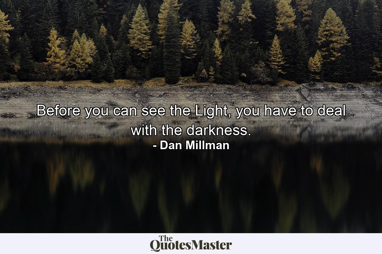 Before you can see the Light, you have to deal with the darkness. - Quote by Dan Millman