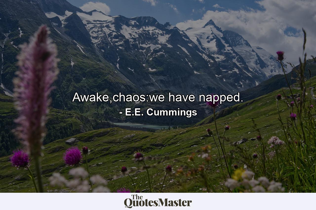 Awake,chaos:we have napped. - Quote by E.E. Cummings