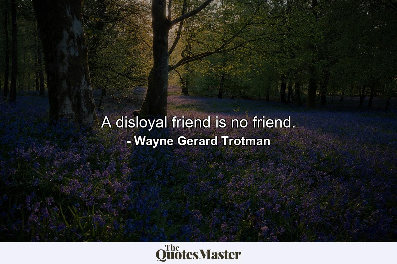 A disloyal friend is no friend. - Quote by Wayne Gerard Trotman