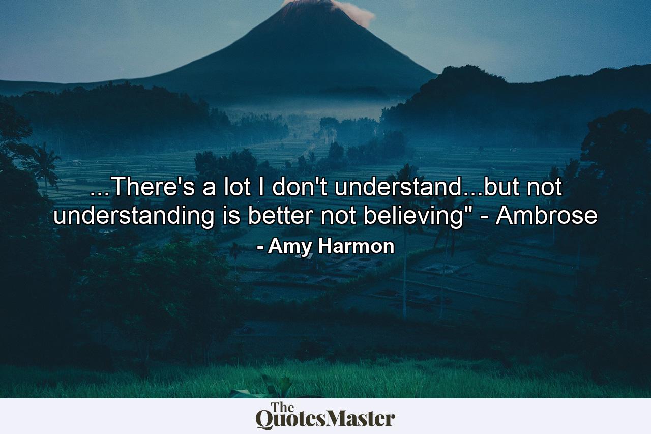 ...There's a lot I don't understand...but not understanding is better not believing