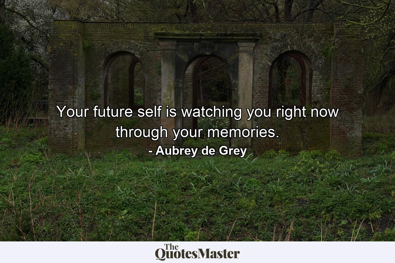 Your future self is watching you right now through your memories. - Quote by Aubrey de Grey