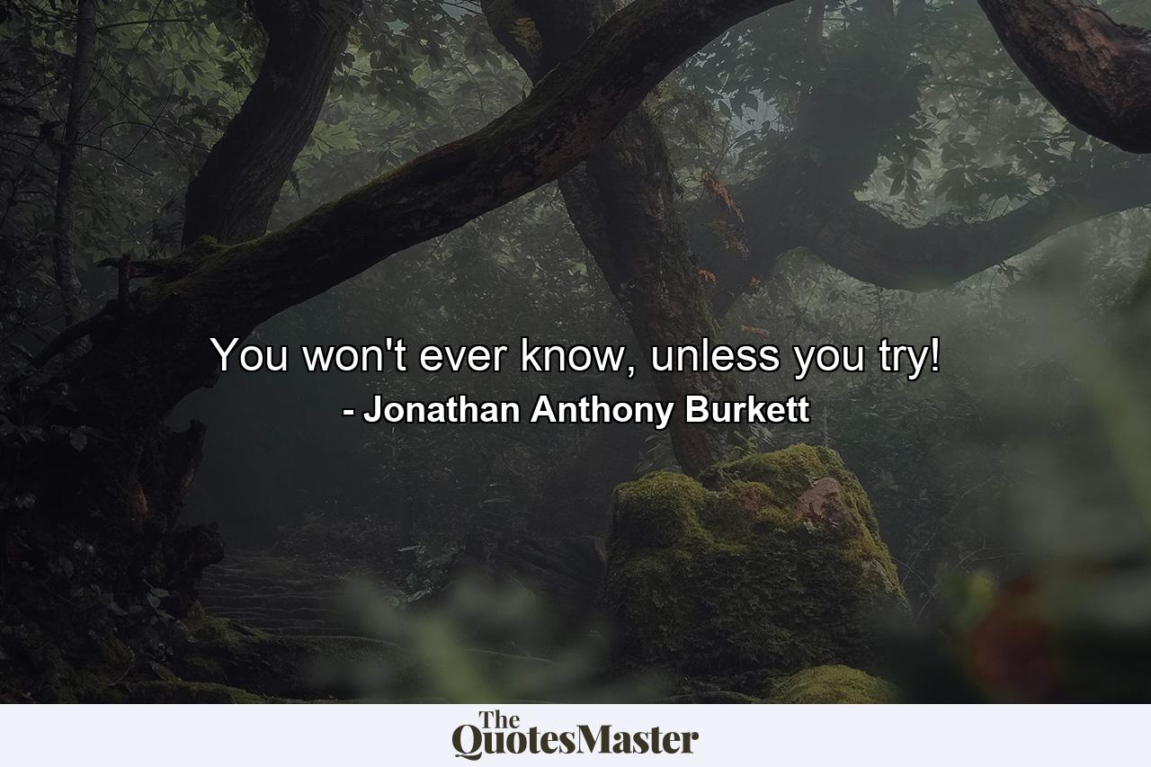 You won't ever know, unless you try! - Quote by Jonathan Anthony Burkett