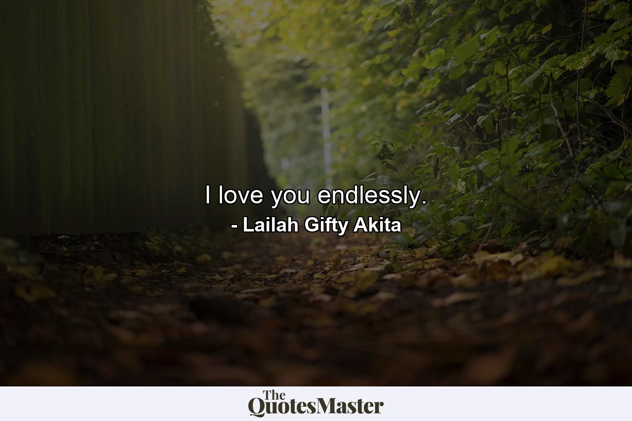 I love you endlessly. - Quote by Lailah Gifty Akita