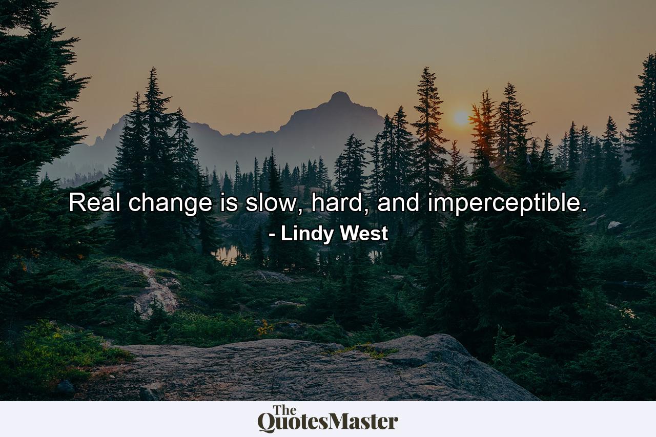 Real change is slow, hard, and imperceptible. - Quote by Lindy West