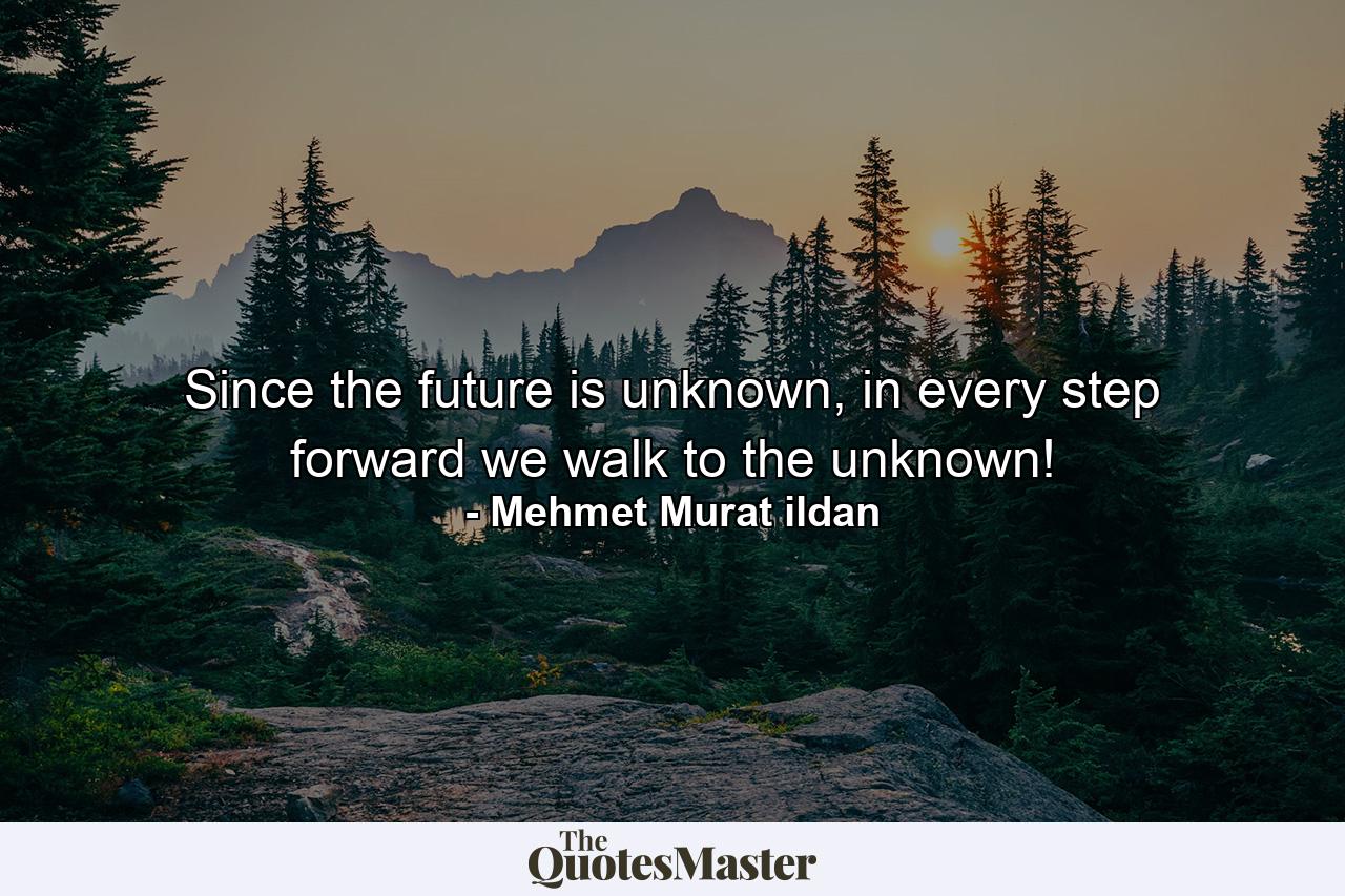 Since the future is unknown, in every step forward we walk to the unknown! - Quote by Mehmet Murat ildan