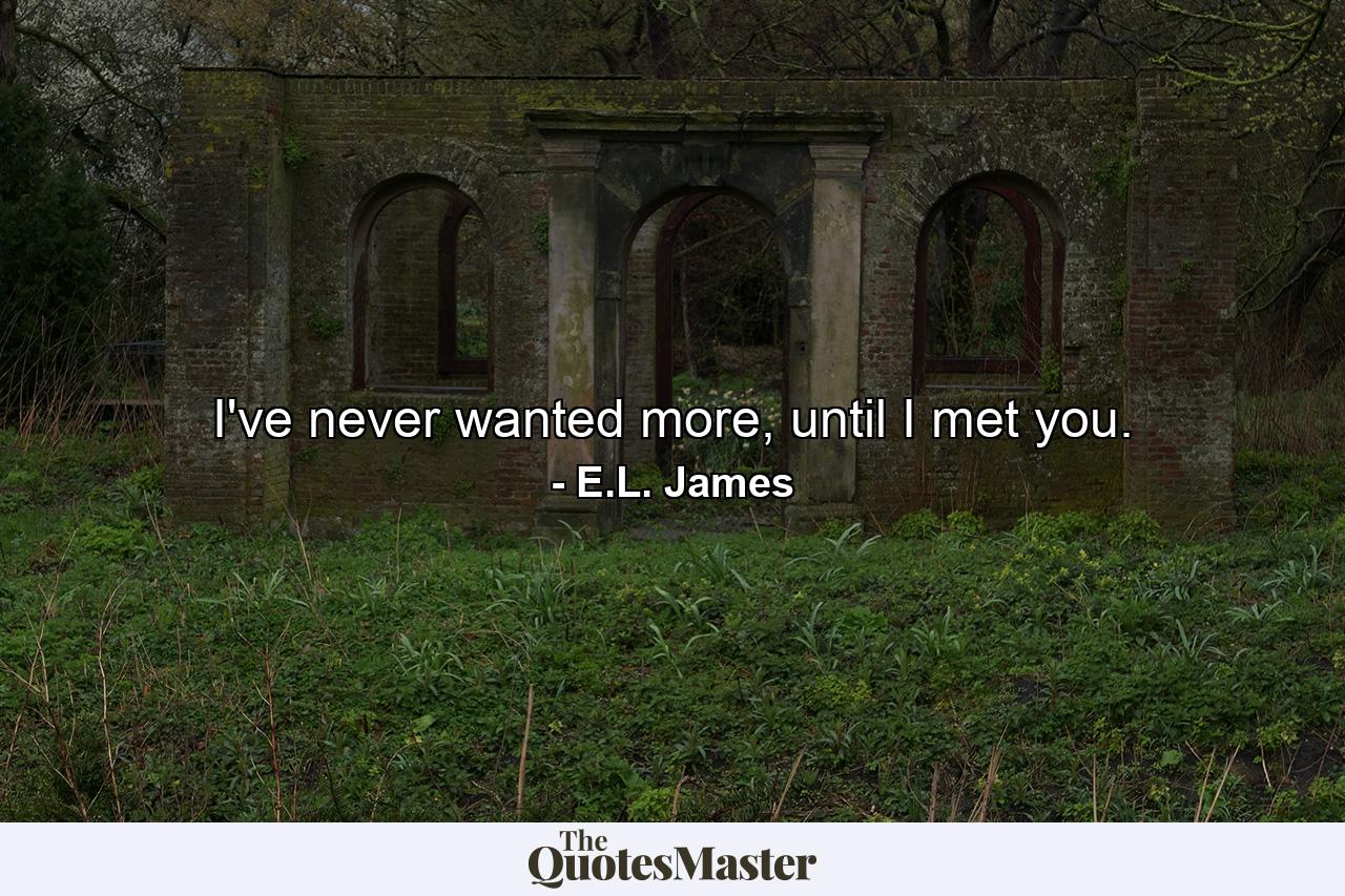 I've never wanted more, until I met you. - Quote by E.L. James