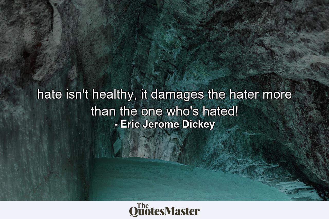 hate isn't healthy, it damages the hater more than the one who's hated! - Quote by Eric Jerome Dickey