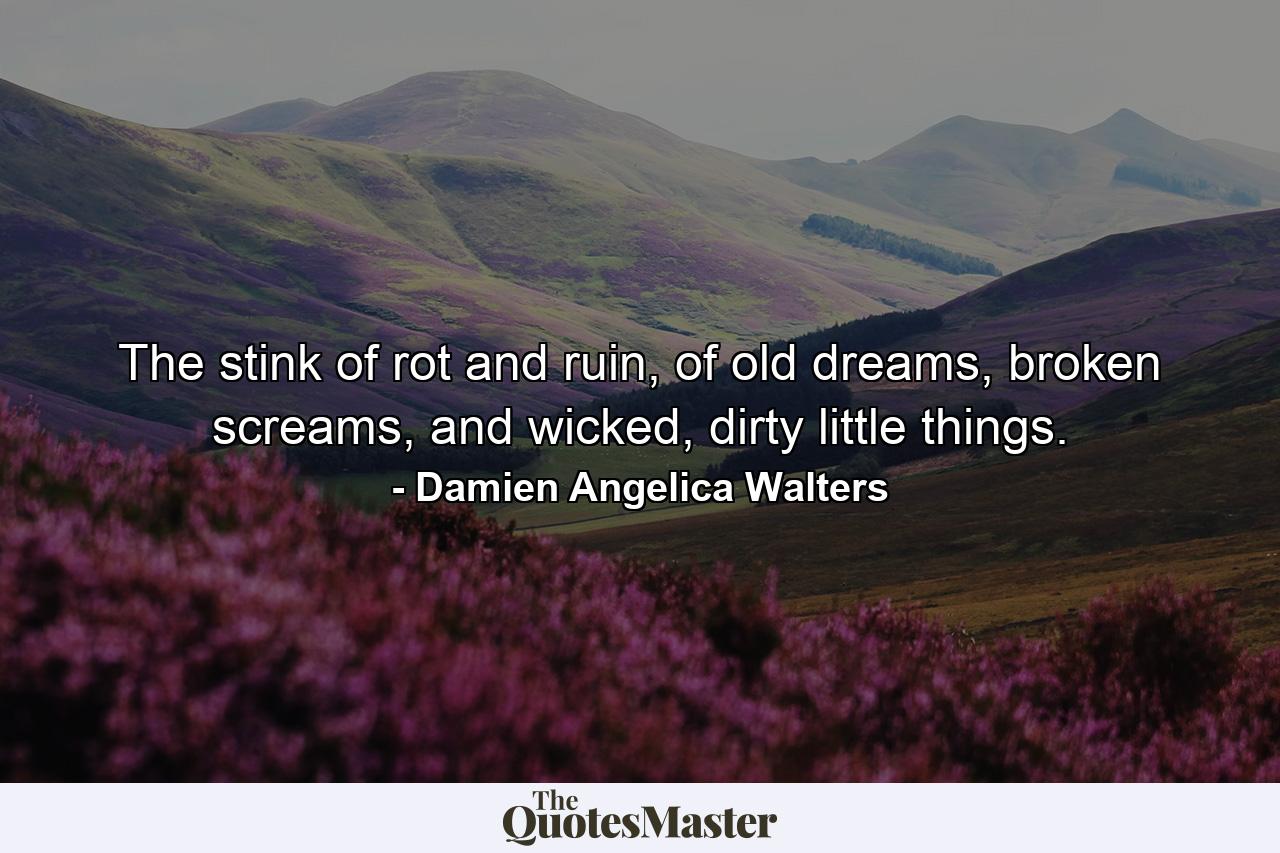 The stink of rot and ruin, of old dreams, broken screams, and wicked, dirty little things. - Quote by Damien Angelica Walters