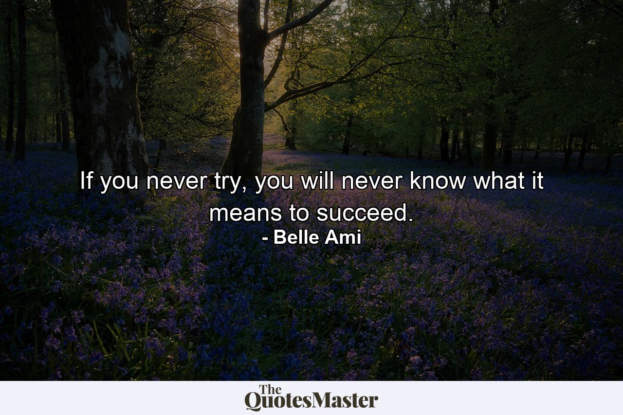 If you never try, you will never know what it means to succeed. - Quote by Belle Ami