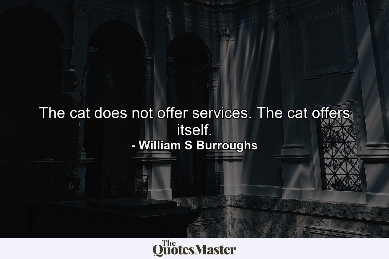 The cat does not offer services. The cat offers itself. - Quote by William S Burroughs