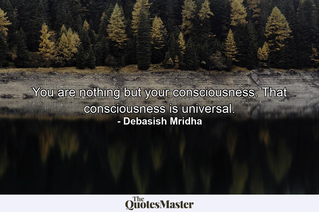 You are nothing but your consciousness. That consciousness is universal. - Quote by Debasish Mridha