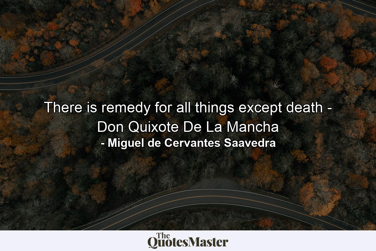 There is remedy for all things except death - Don Quixote De La Mancha - Quote by Miguel de Cervantes Saavedra