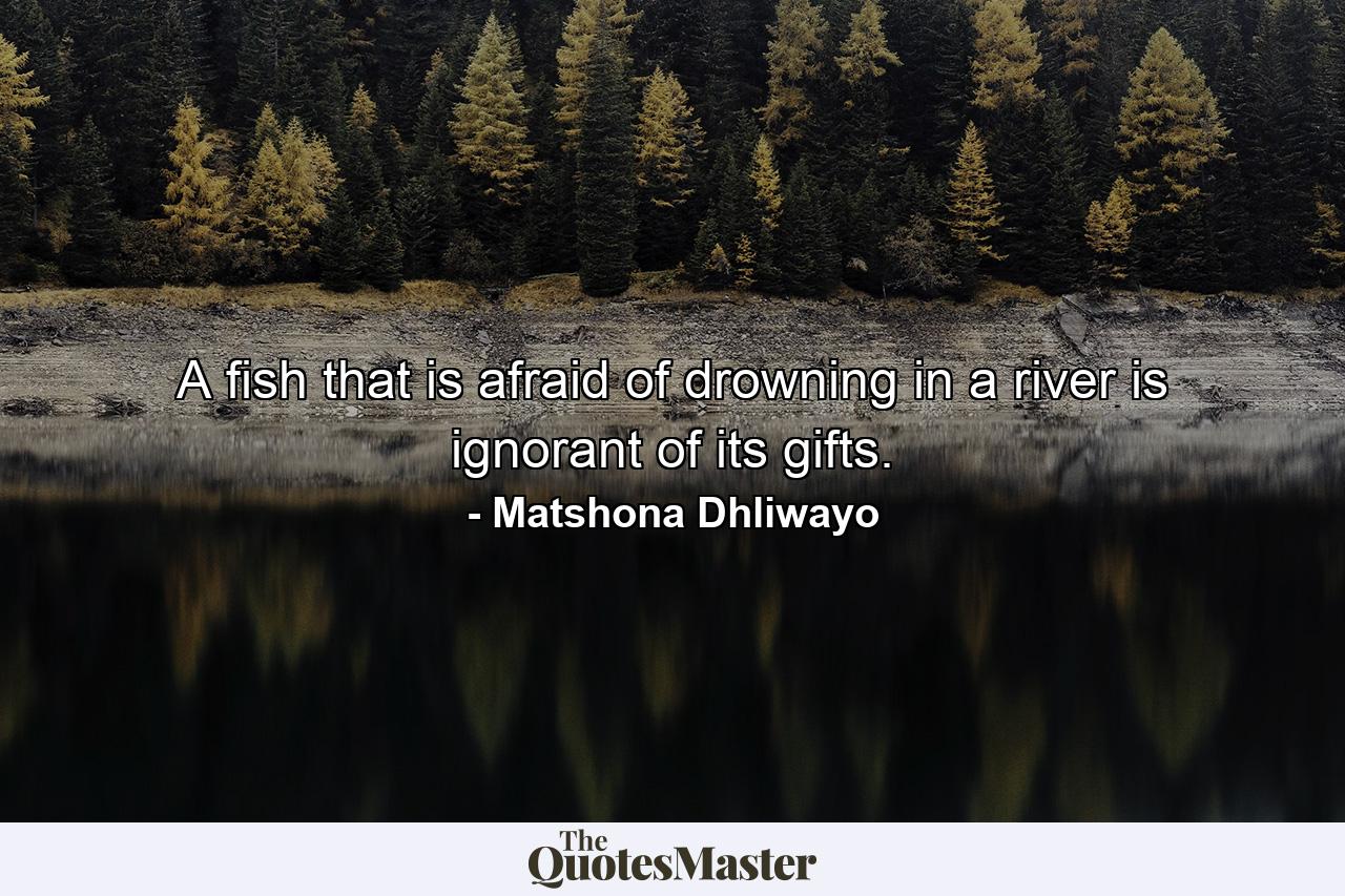 A fish that is afraid of drowning in a river is ignorant of its gifts. - Quote by Matshona Dhliwayo