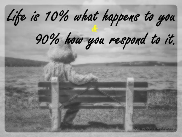 Life is 10% what happen picture quotes